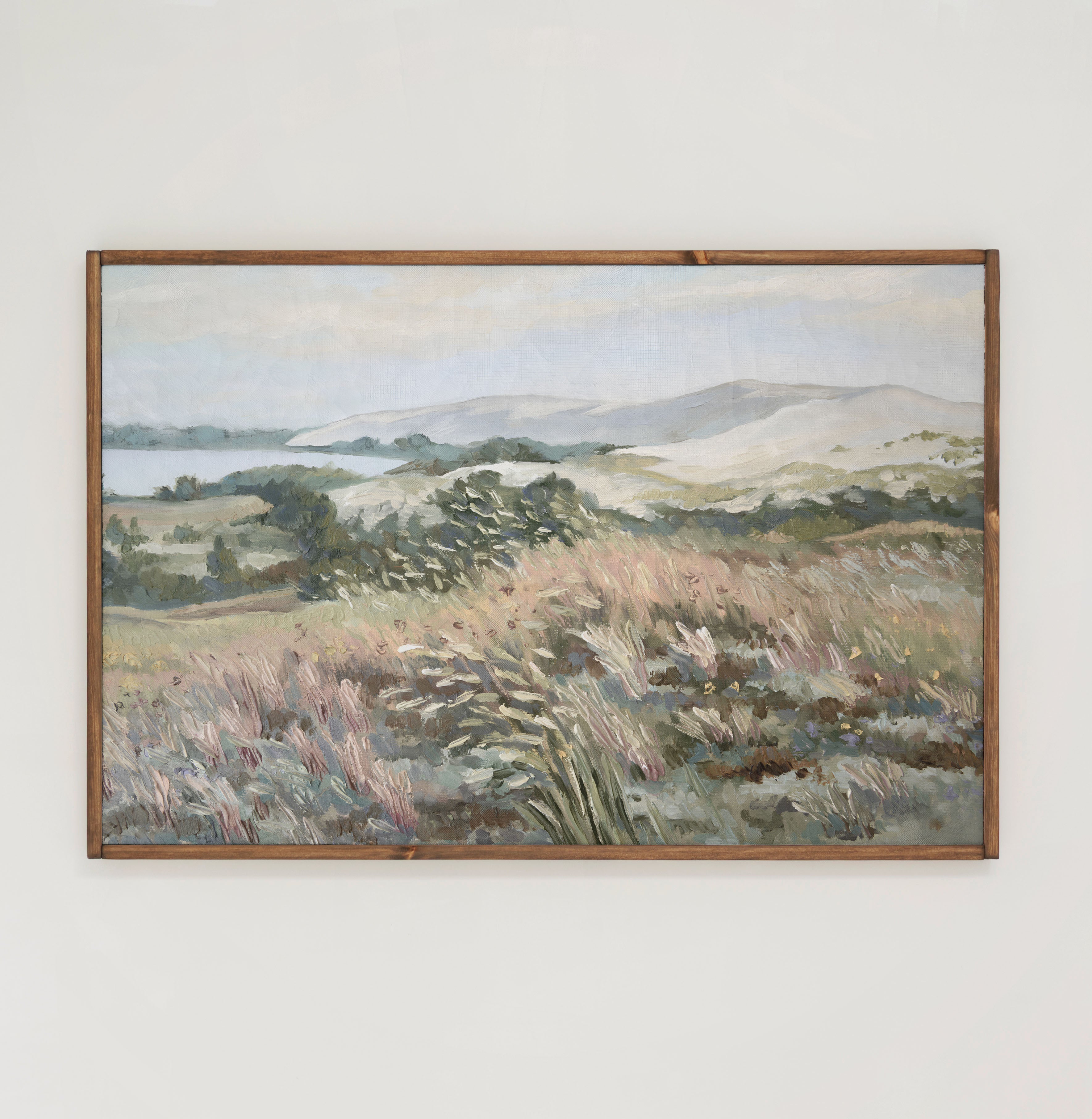 Landscape of the Breezy Hillside | Framed Wooden Art - Horizontal | 566