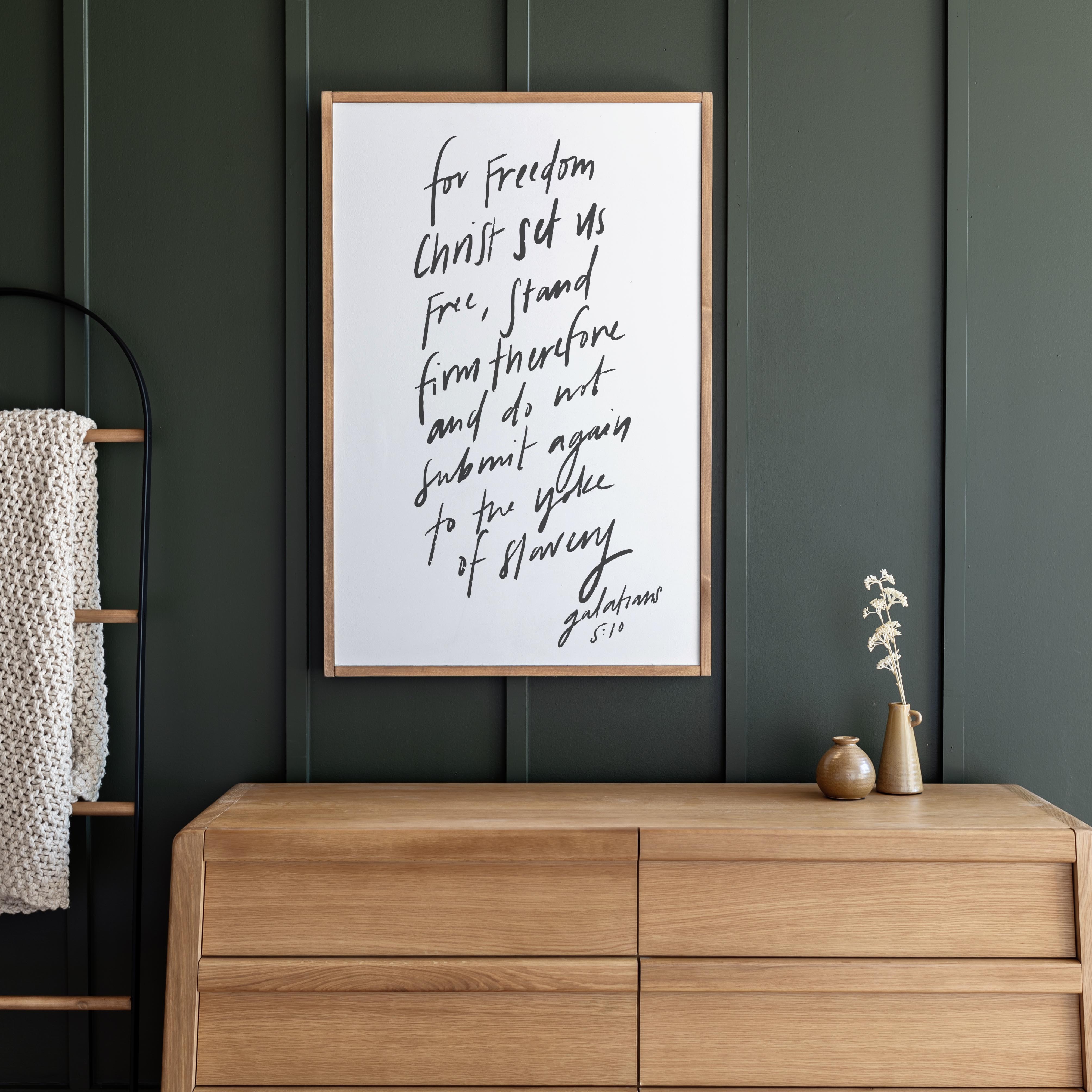For Freedom Galatians 5:1 Hand Lettered | Framed Wooden Art | 577