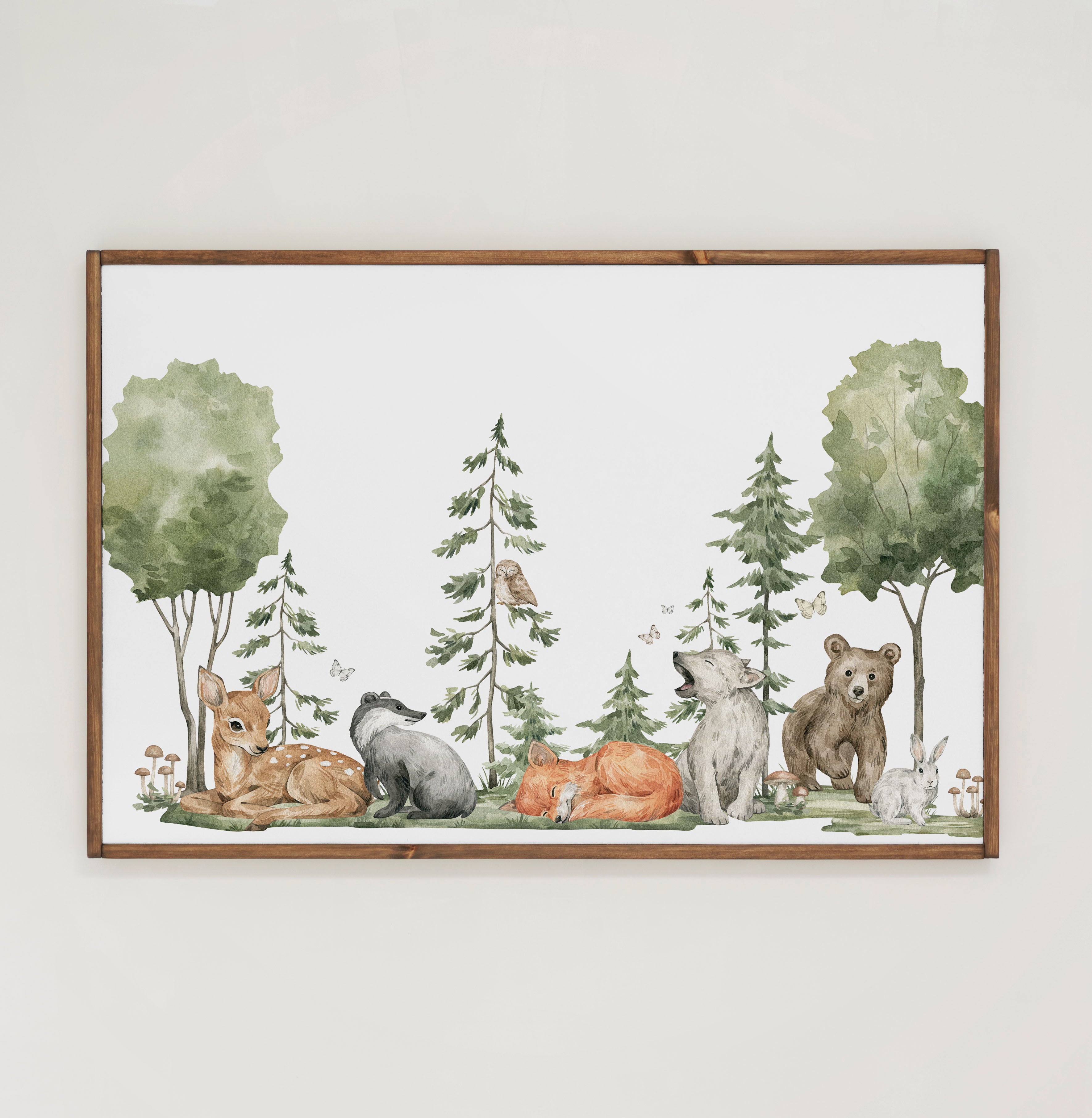 Woodland Animals | Framed Wooden Art - Horizontal | 590