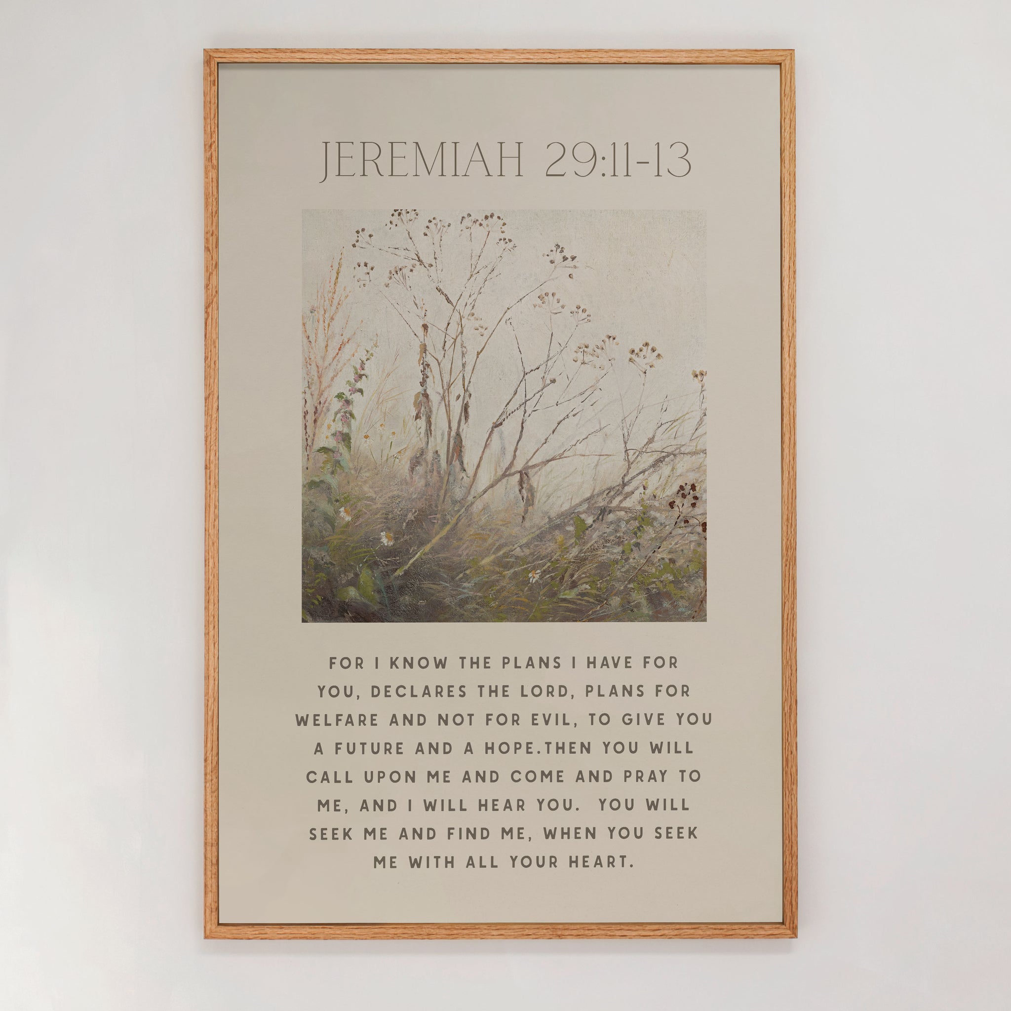 "Jeremiah 29:11" Framed Canvas | Medium Brown | 28x42