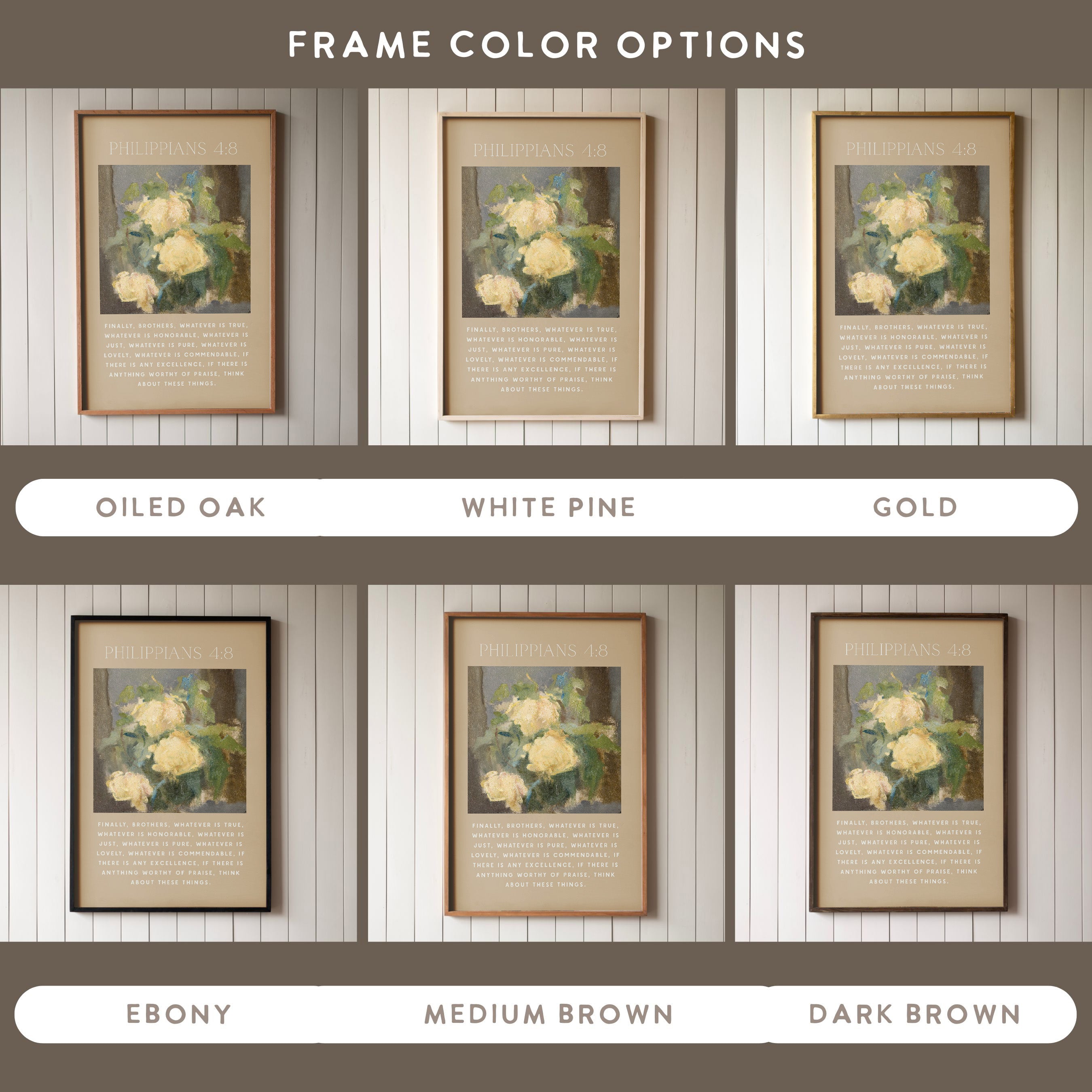 "Philippians 4:8" Framed Canvas | Vertical | 634