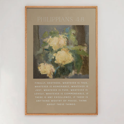 "Philippians 4:8" Large Framed Art | Vertical | 634