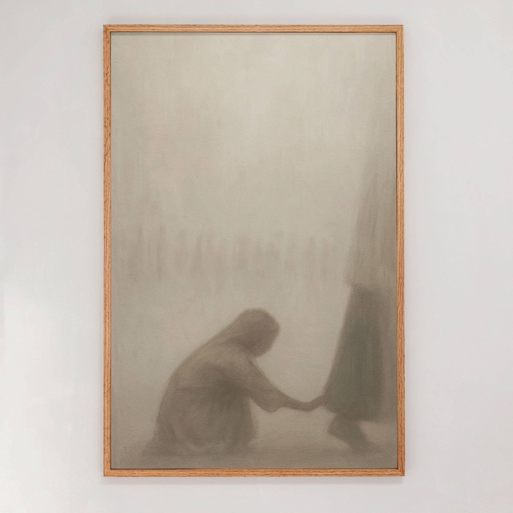 "At The Hem Of Jesus" Framed Canvas | Vertical | 695