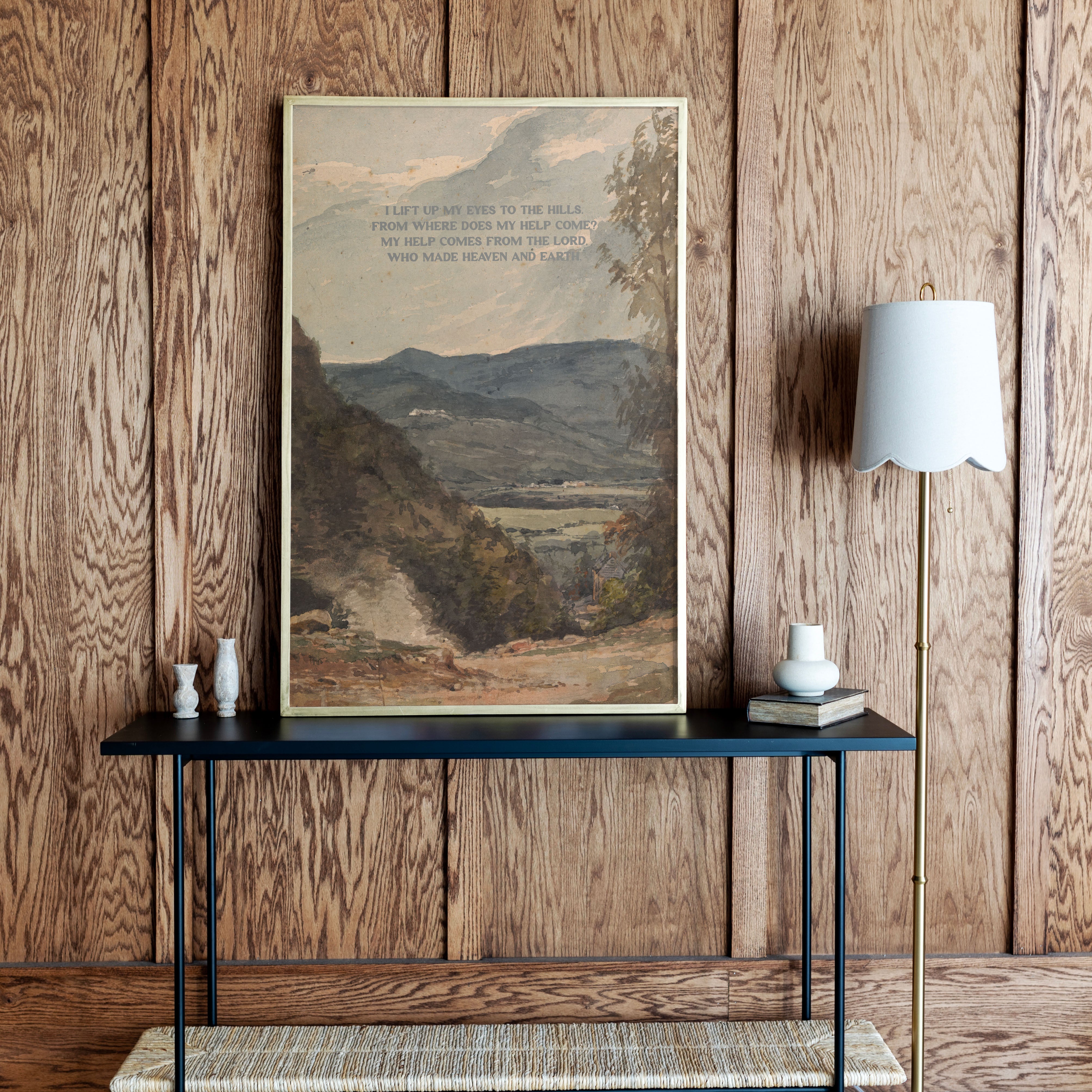 "I Lift My Eyes To The Hills" Framed Canvas | Vertical | 721