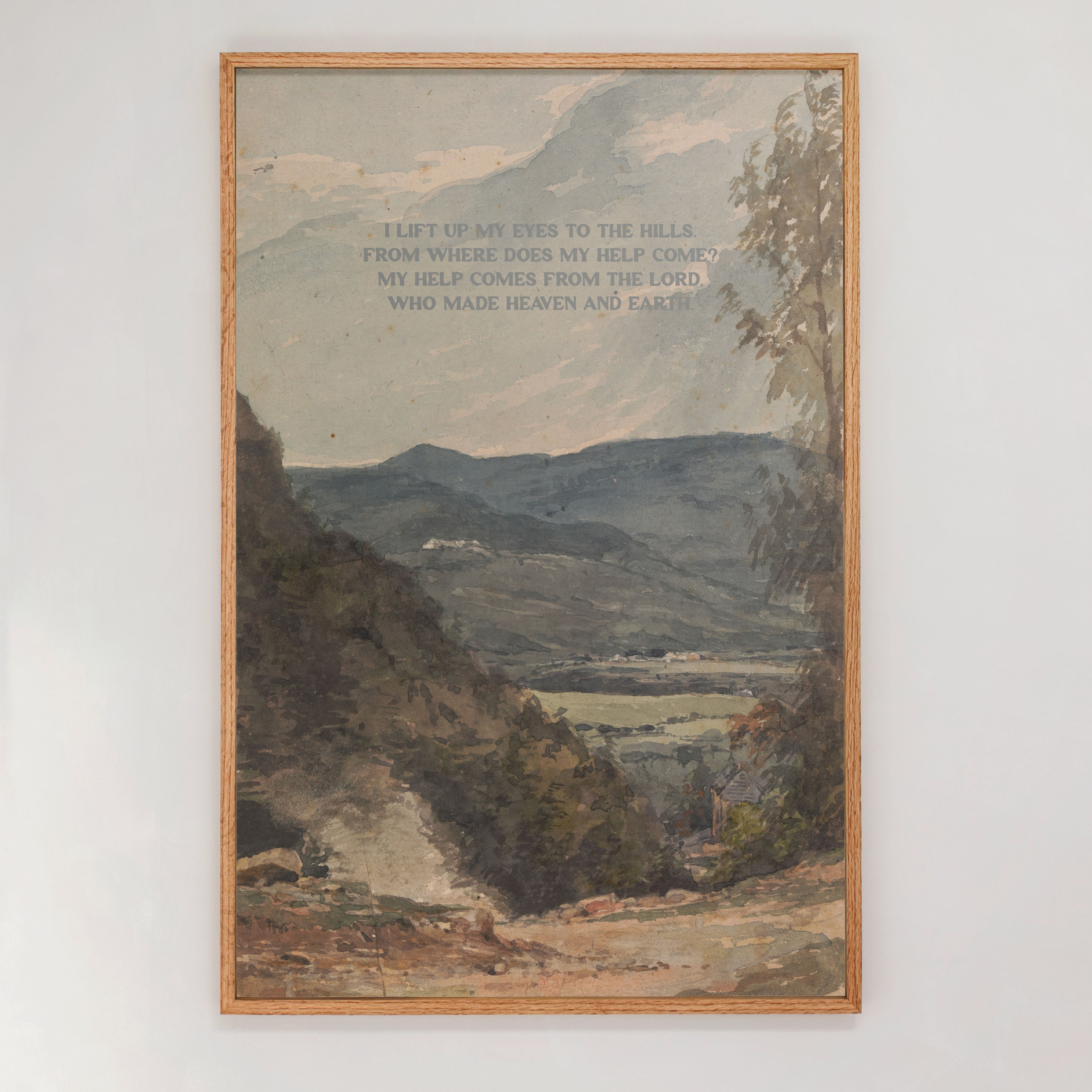 "I Lift My Eyes To The Hills" Framed Canvas | Vertical | 721