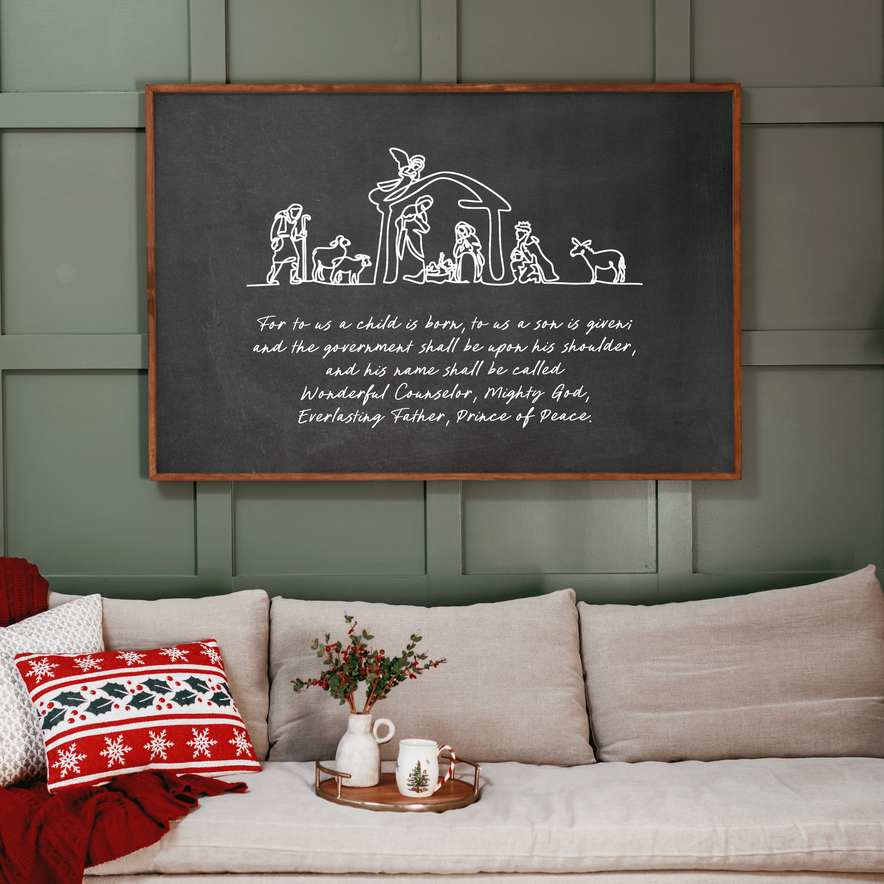 "Unto Us A Child Is Born" Framed Canvas | Horizontal | 724