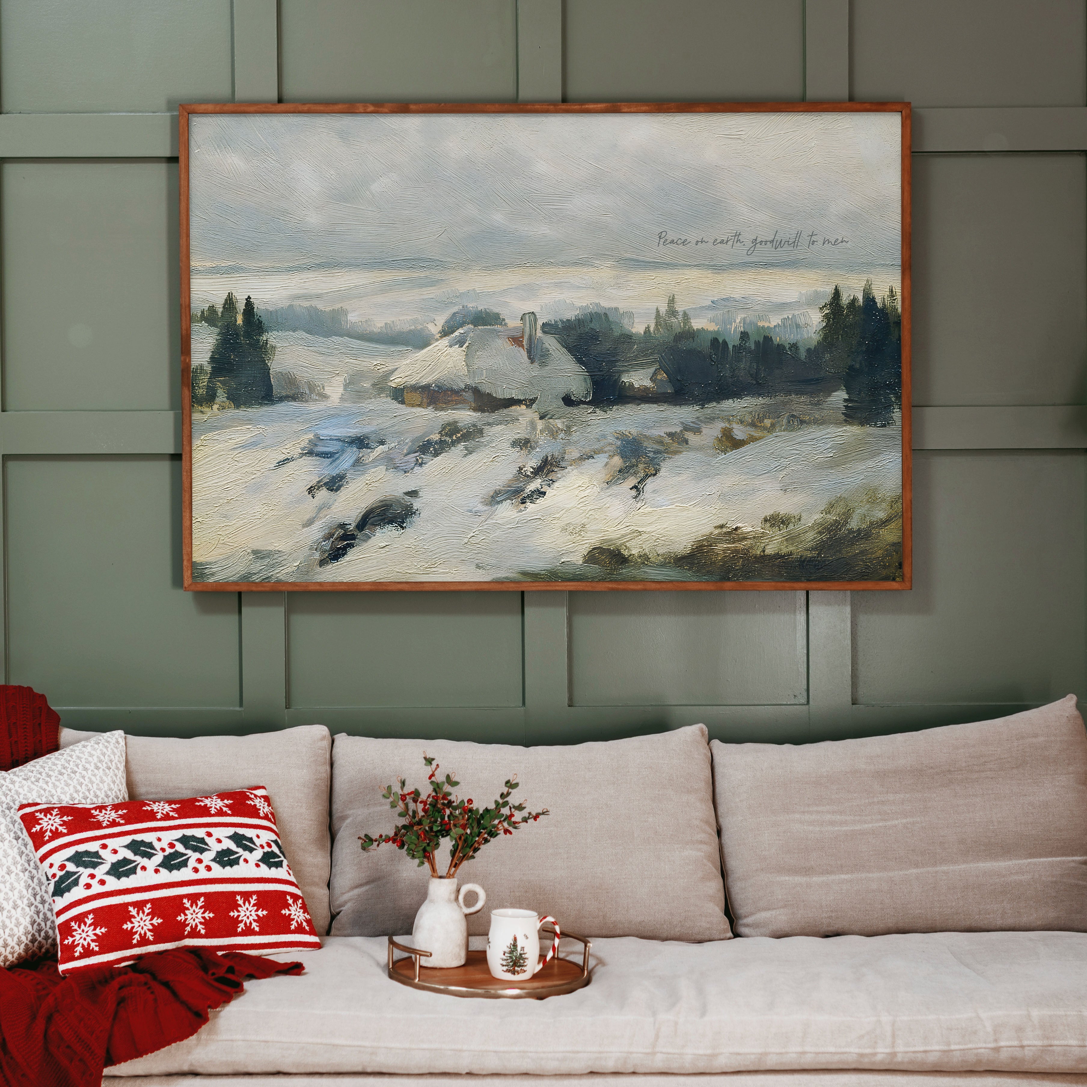 "Peace On Earth, Goodwill To Men" Framed Canvas | Horizontal | 726