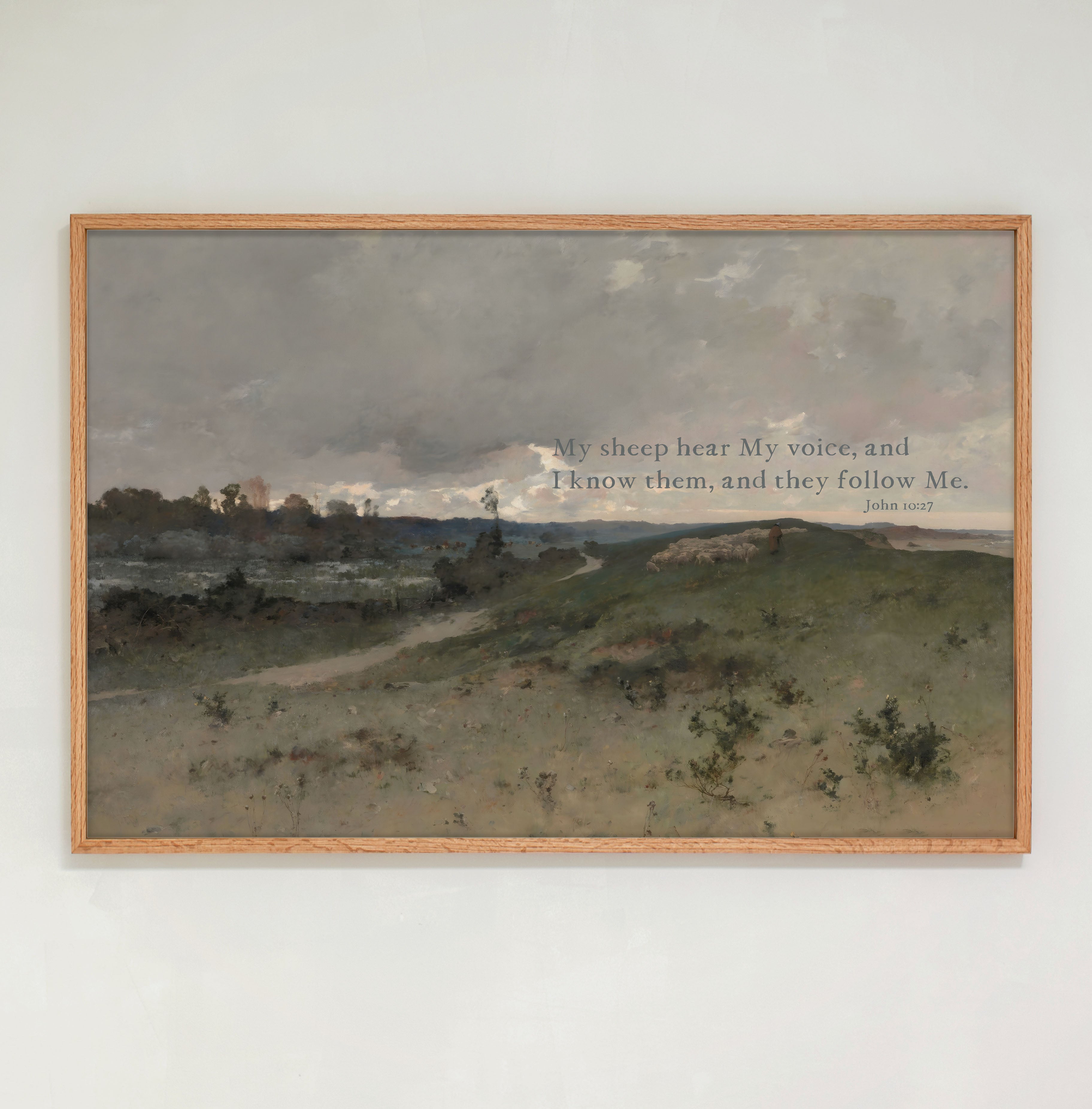 "My Sheep Hear My Voice" Framed Canvas | Horizontal | 740