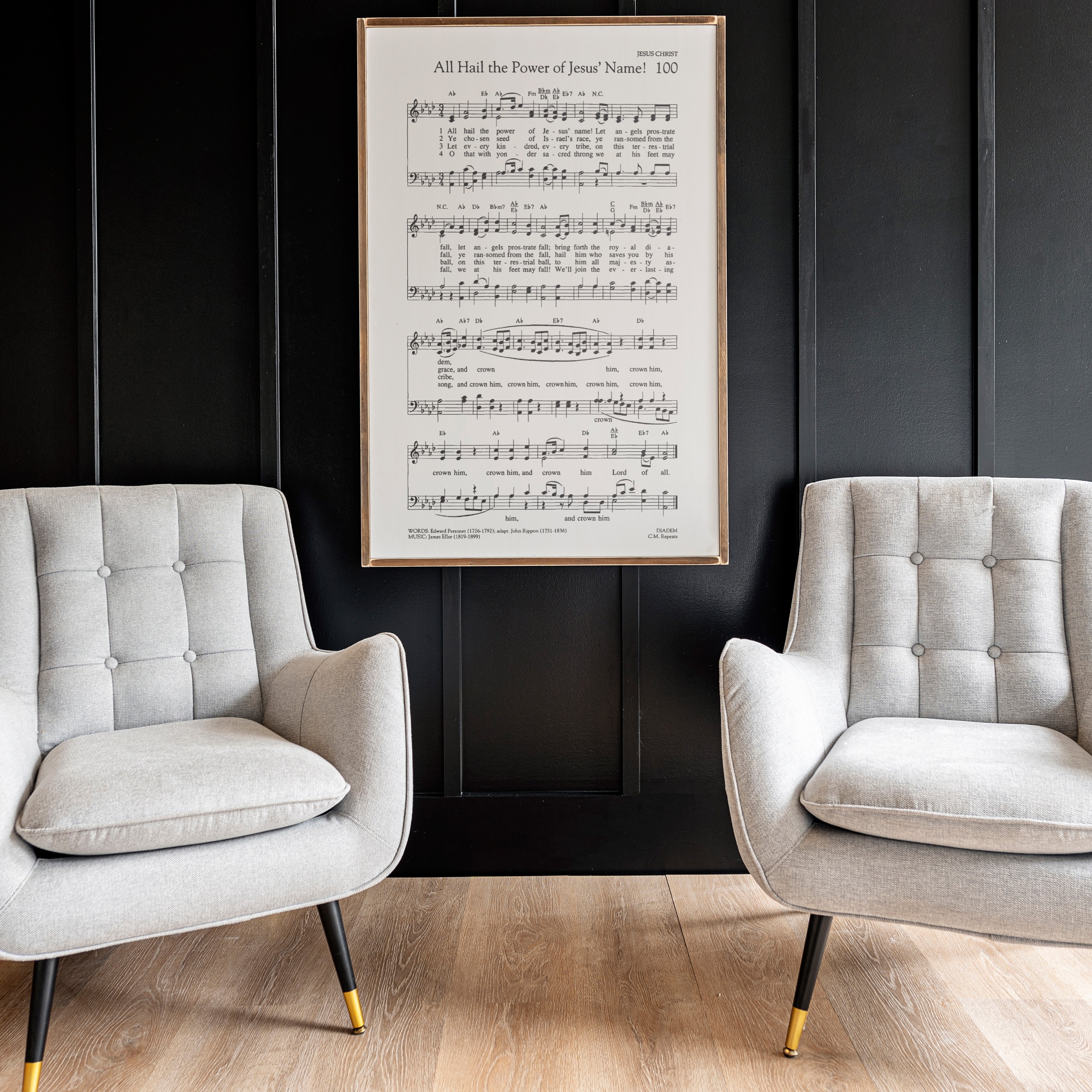 All Hail The Power Of Jesus' Name Hymn | Framed Wood Art | 281