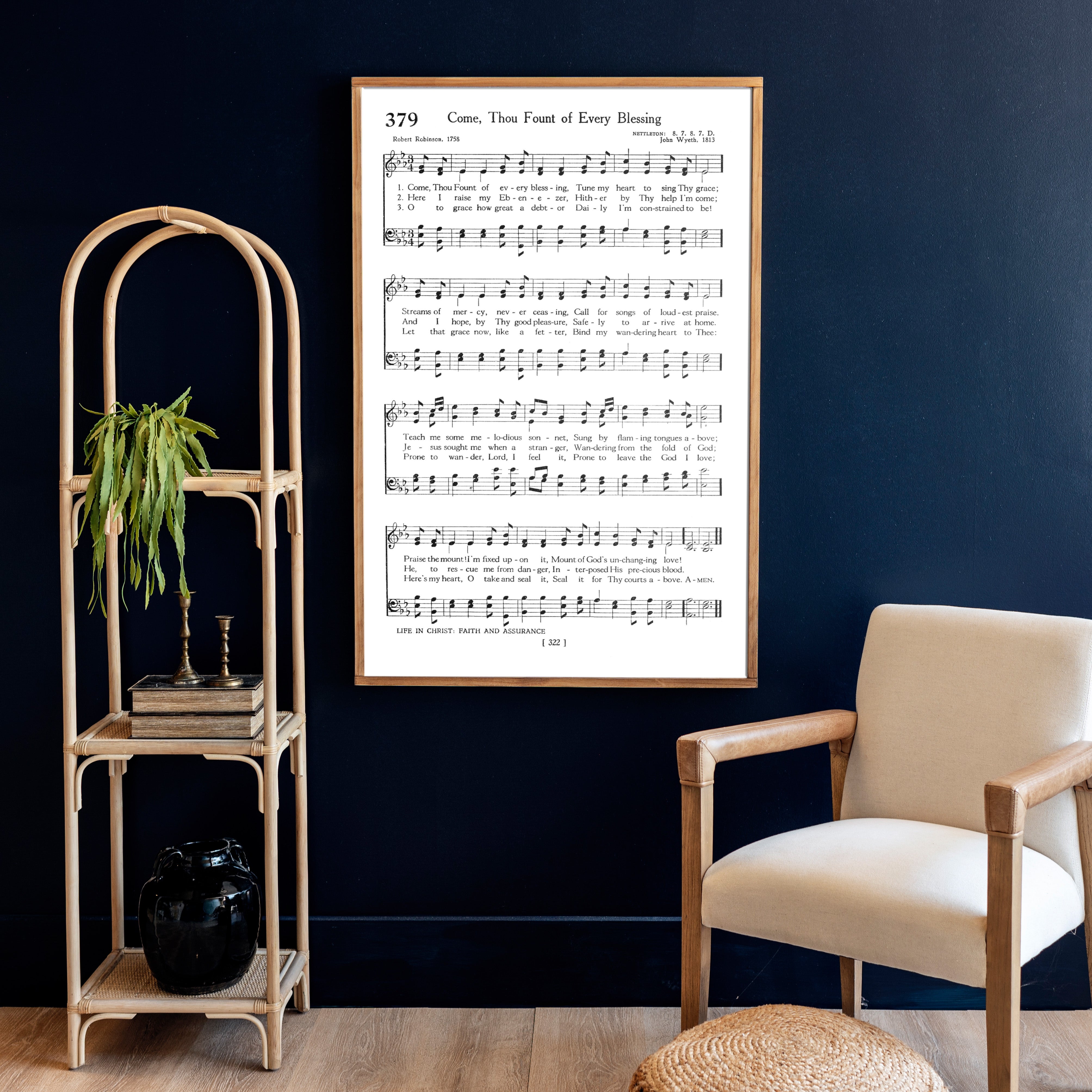 Come Thou Fount Of Every Blessing Hymn | Framed Wood Art | 278