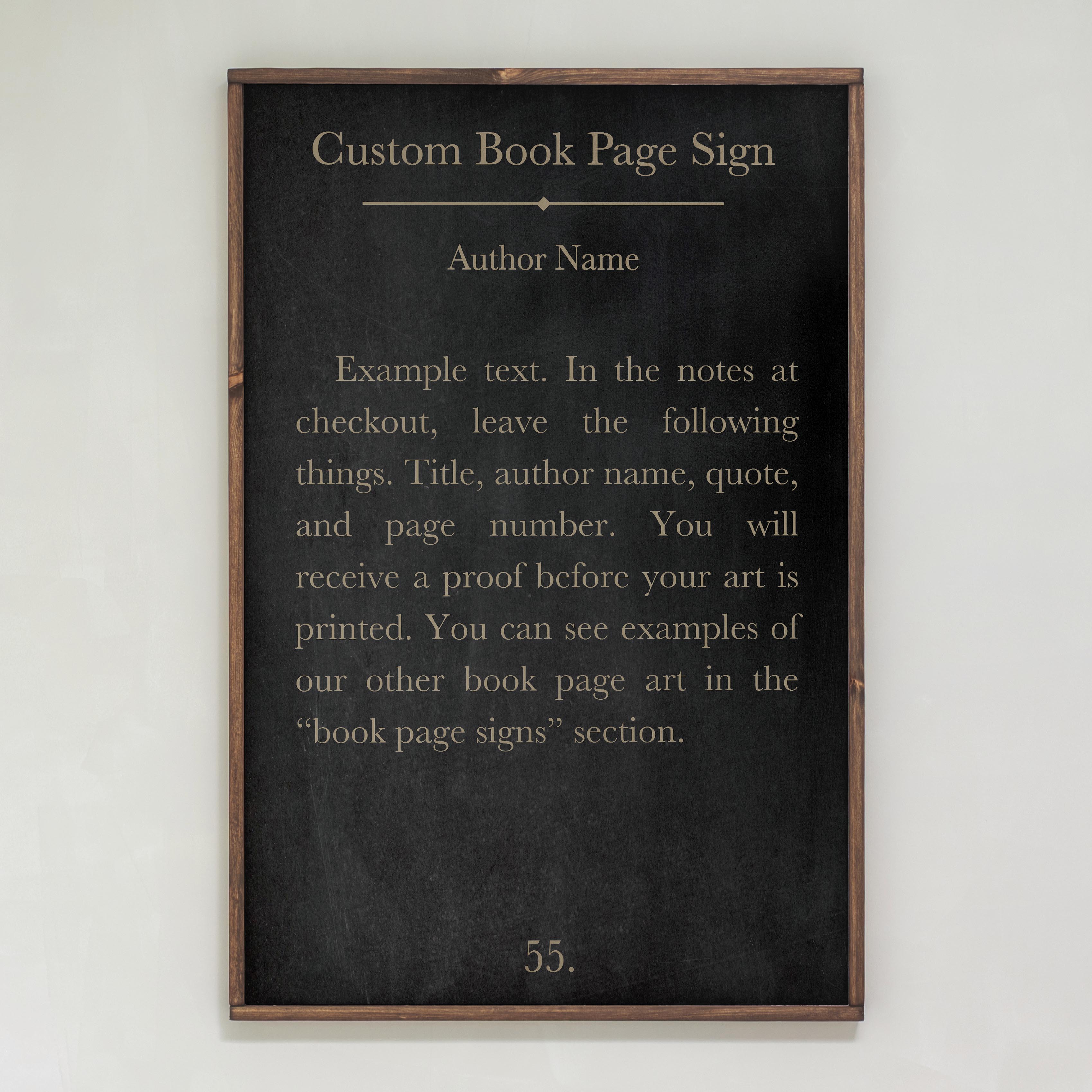 Custom Book Page Sign