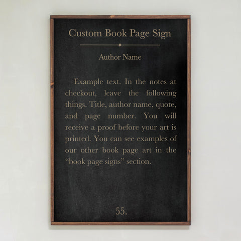 Custom Book Page Sign