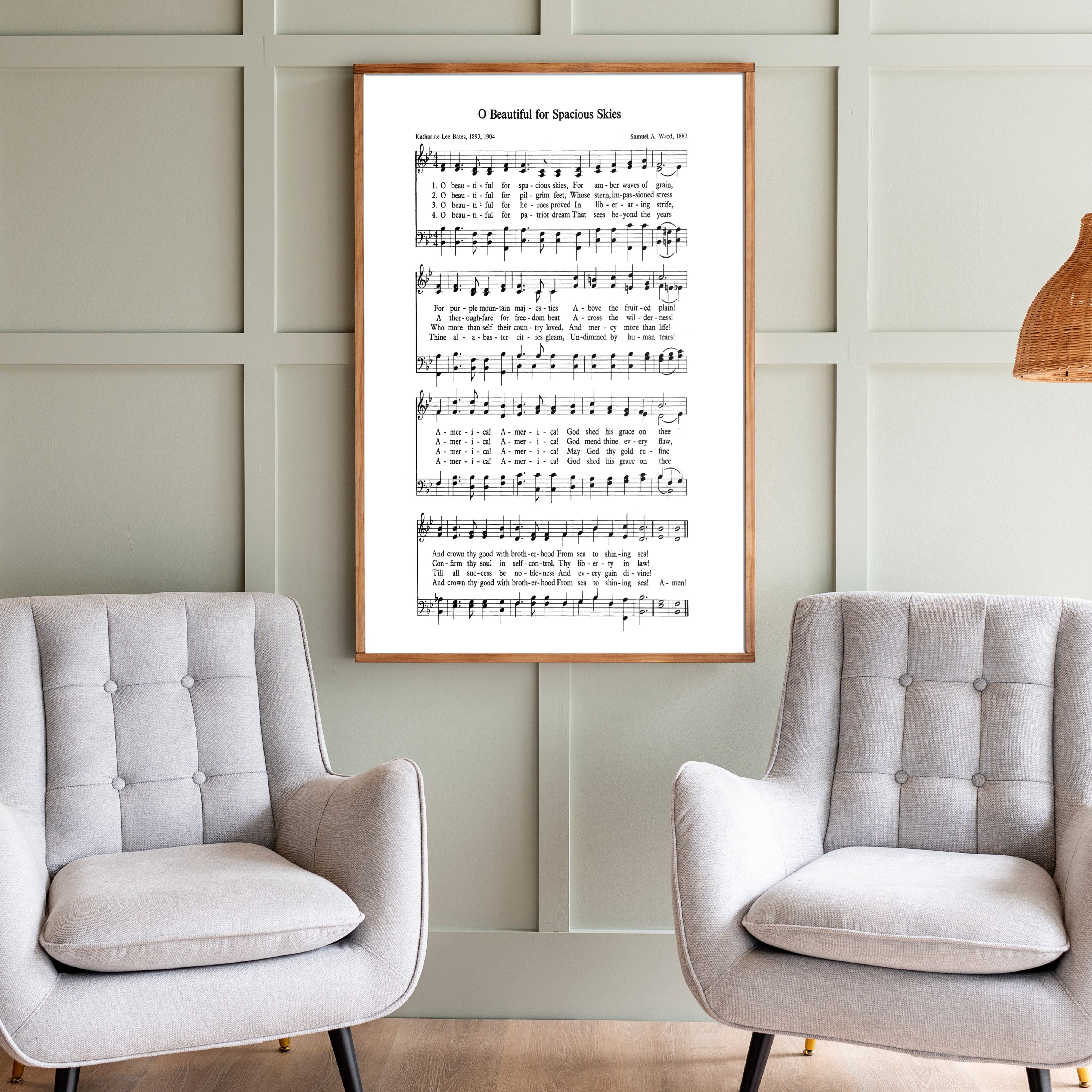 O Beautiful For Spacious Skies Hymn | Framed Wood Art | 287