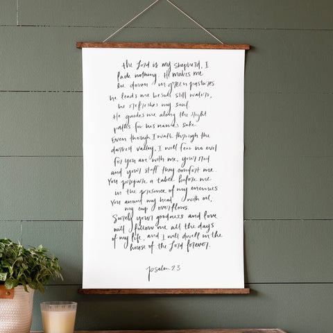 Psalm 23 Hand Lettered Hanging Canvas | 104