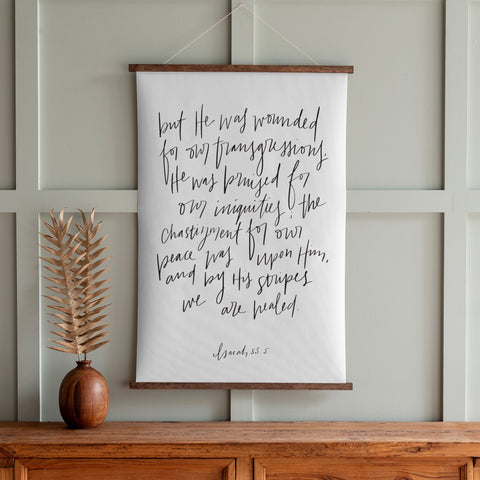 Isaiah 53 Hand Lettered Hanging Canvas | 107