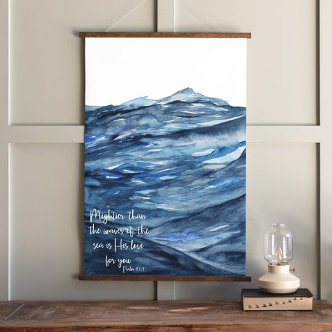 Mightier Than The Waves Of The Sea Illustrated Scripture Hanging Canvas | 264