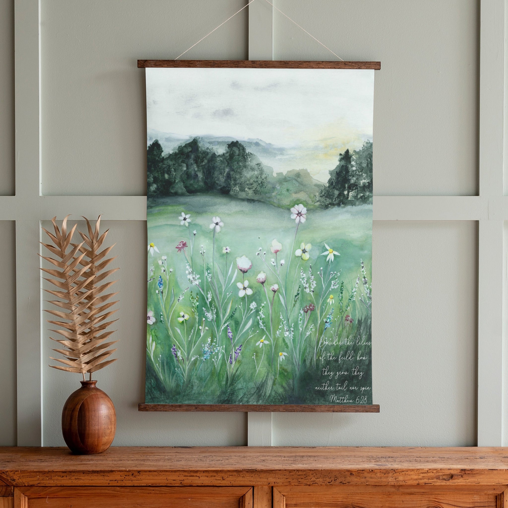 Consider the Lilies Illustrated Scripture Hanging Canvas | 265