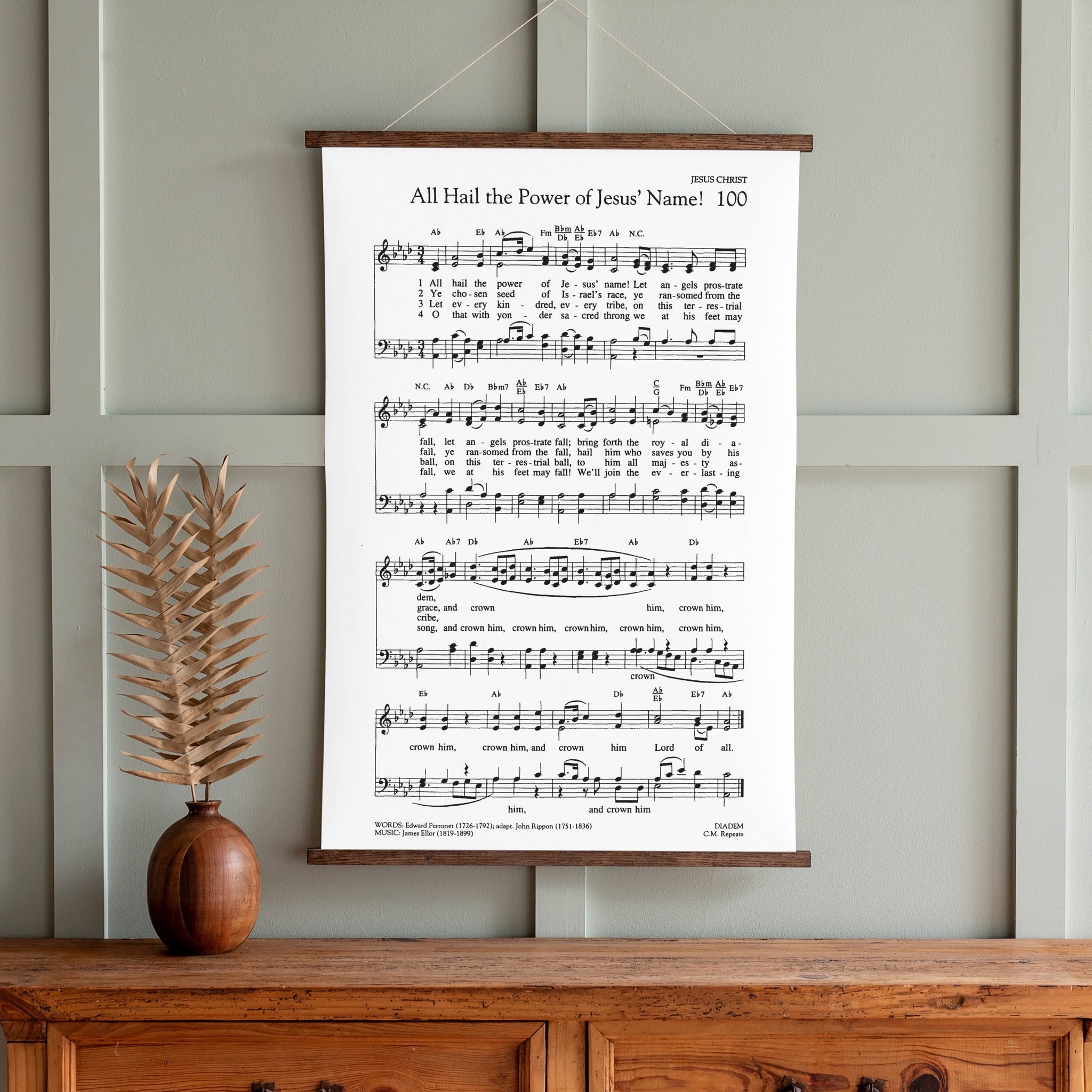 All Hail The Power Of Jesus' Name Sheet Music Hanging Canvas | 281