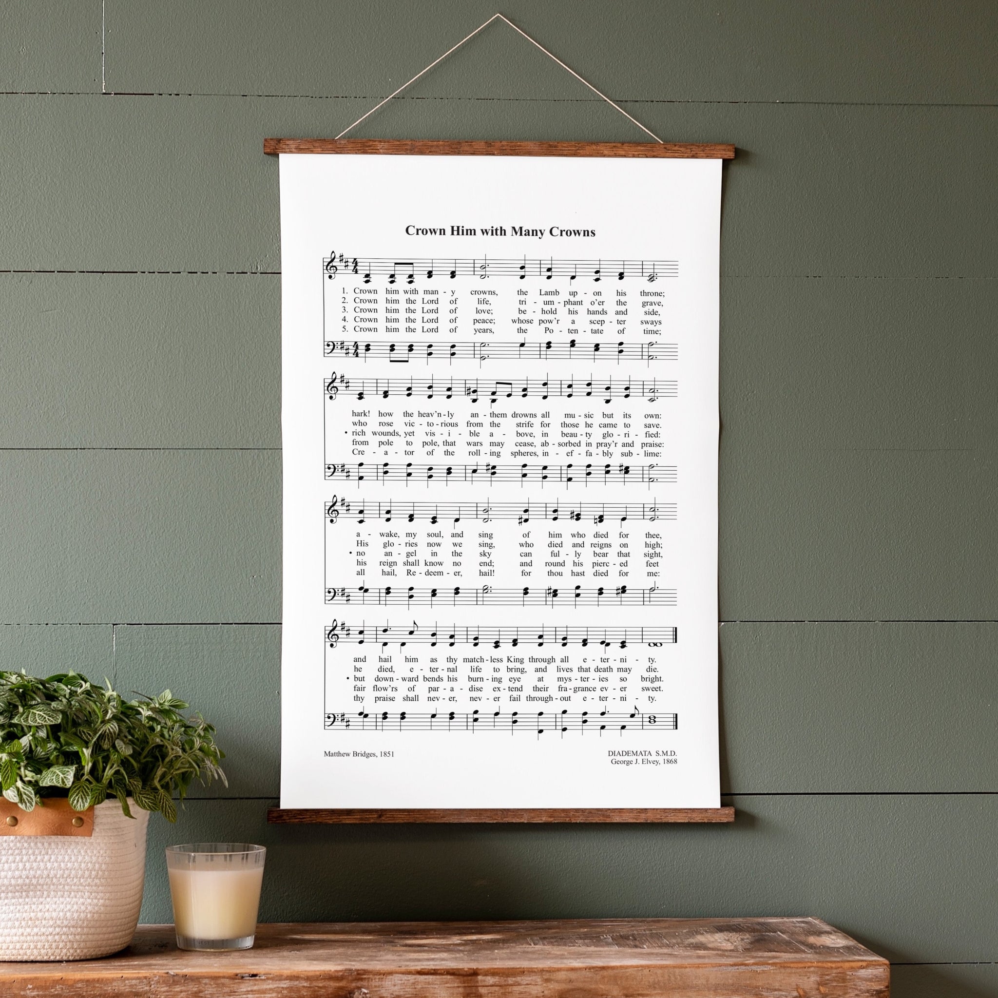 Crown Him With Many Crowns Sheet Music Hanging Canvas | 286
