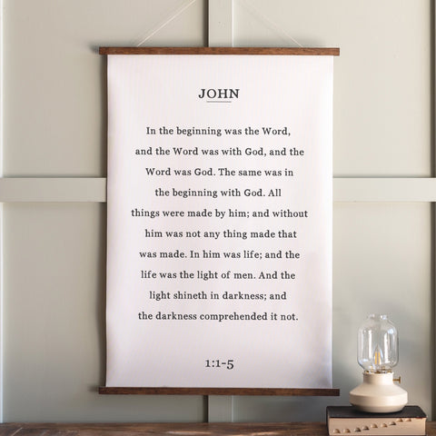 John 1:1-5 In the Beginning was the Word Bookpage Hanging Canvas | 302