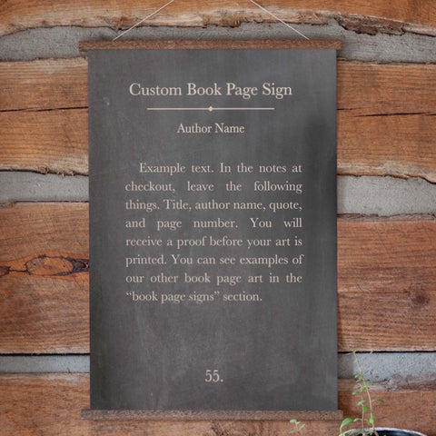 Custom Bookpage Hanging Canvas
