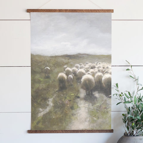 Sheep In The Meadow Traditional Art Hanging Canvas | 240