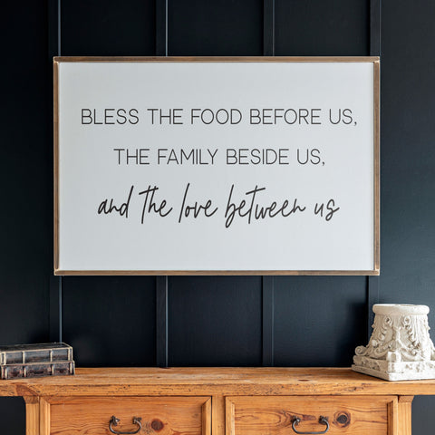Bless The Food Before Us Sign | Christian Wall Art Horizontal Sign | 133