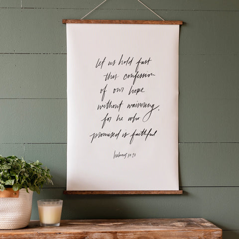 He Who Promised Is Faithful Hand Lettered Hanging Canvas | 121