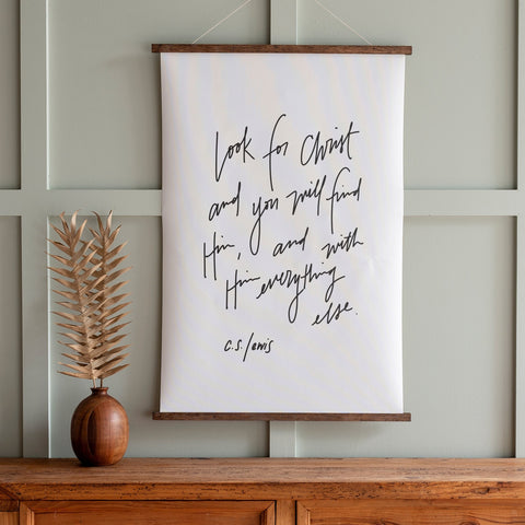 Look for Christ C.S. Lewis Hand Lettered Hanging Canvas | 115