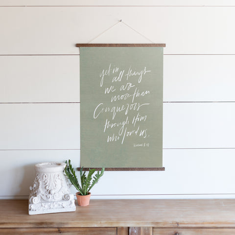 More Than Conquerors Hand Lettered Hanging Canvas | 119