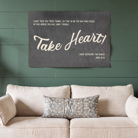 Take Heart! I Have Overcome The World Canvas Flag | 446