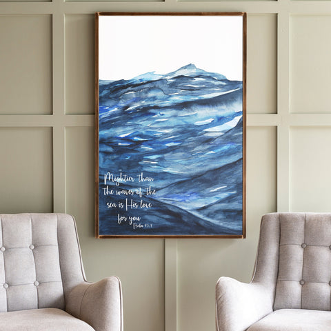 Mightier Than The Waves Of The Sea Wood Sign | Christian Wall Art | 264